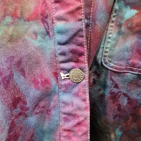Custom Tie Dye Denim Shacket Express XL - Picture 3 of 9